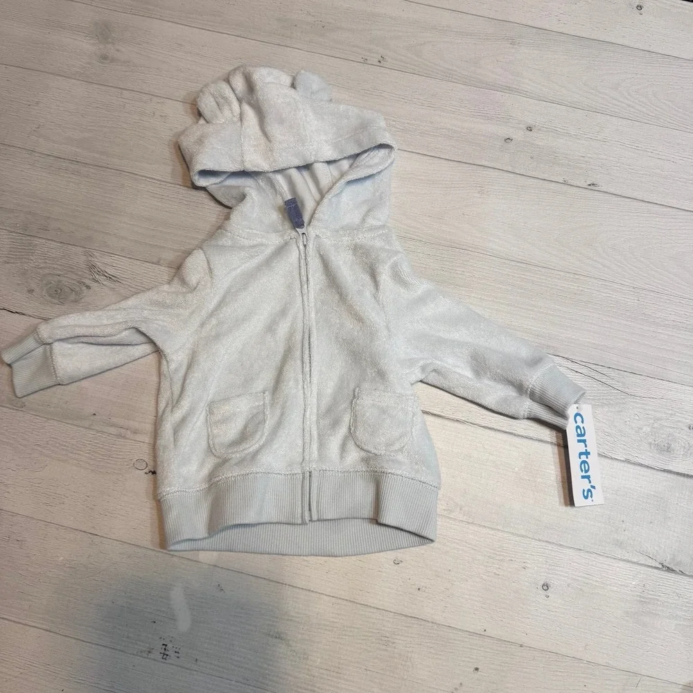Carters baby terry light blue sweatshirt pant‎ set 3 months NEW